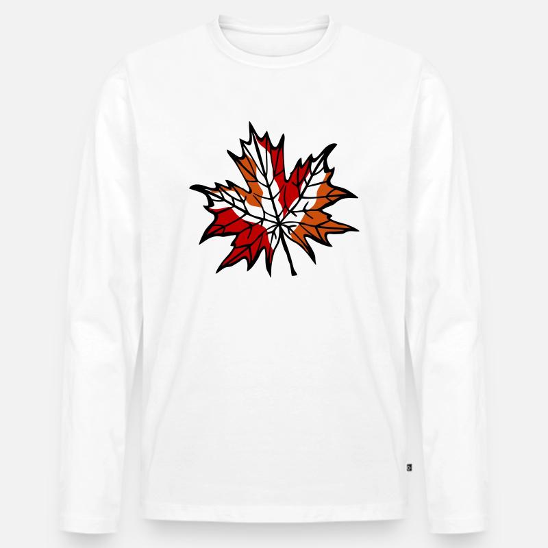 herbstblatt 1 - Männer Premium Bio Langarmshirt - Weiß