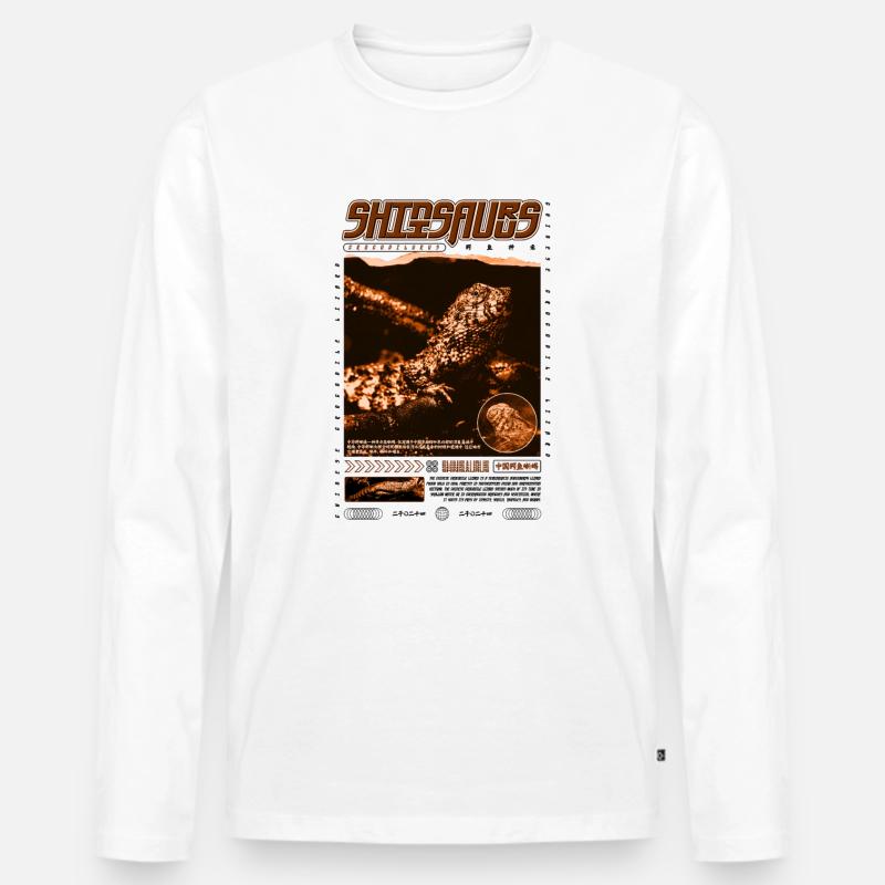 Chinesisches Krokodil Eidechse Shinisaurus Crocodilurus - Männer Premium Bio Langarmshirt - Weiß