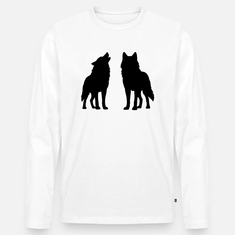 woelfe - Männer Premium Bio Langarmshirt - Weiß