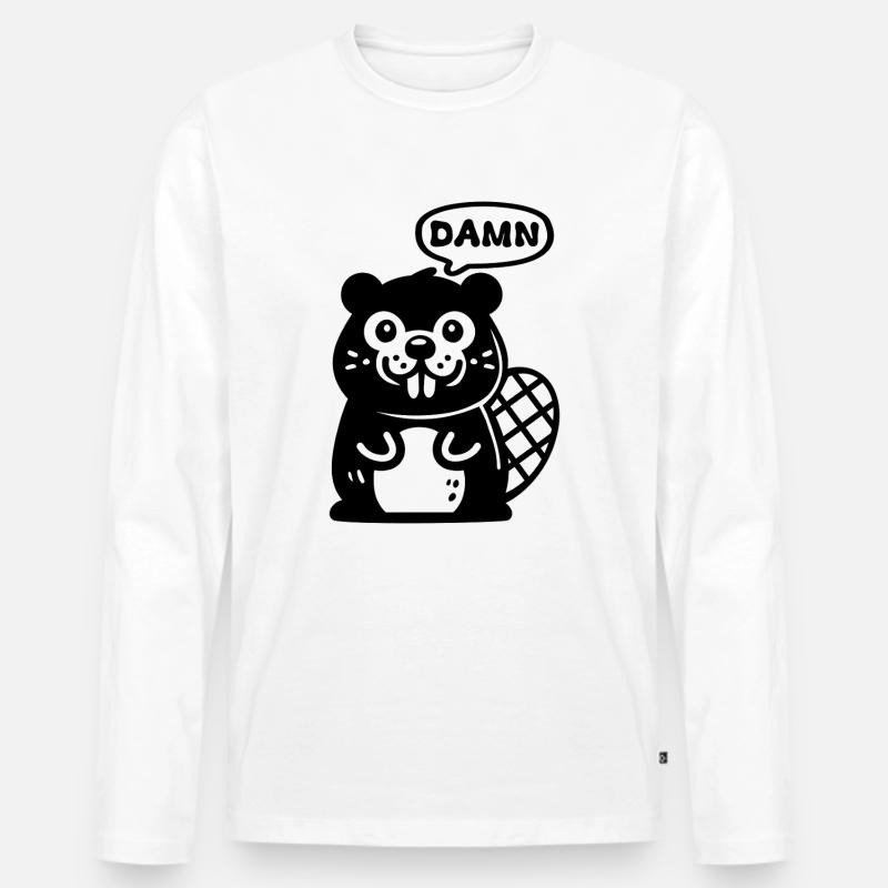 Verdammter Biber - Männer Premium Bio Langarmshirt - Weiß