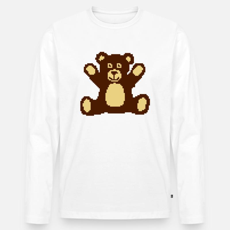 Pixelbär - Männer Premium Bio Langarmshirt - Weiß