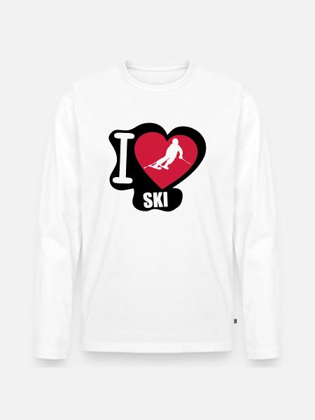 i love ski - T-shirt manches longues Premium bio Homme - blanc