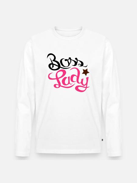 boss lady - Männer Premium Bio Langarmshirt - Weiß