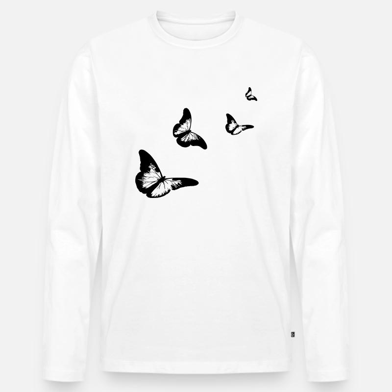 schmetterlinge - Männer Premium Bio Langarmshirt - Weiß