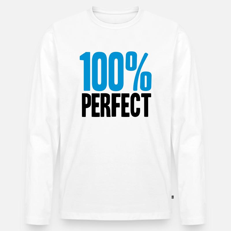 100 % Perfect - Männer Premium Bio Langarmshirt - Weiß