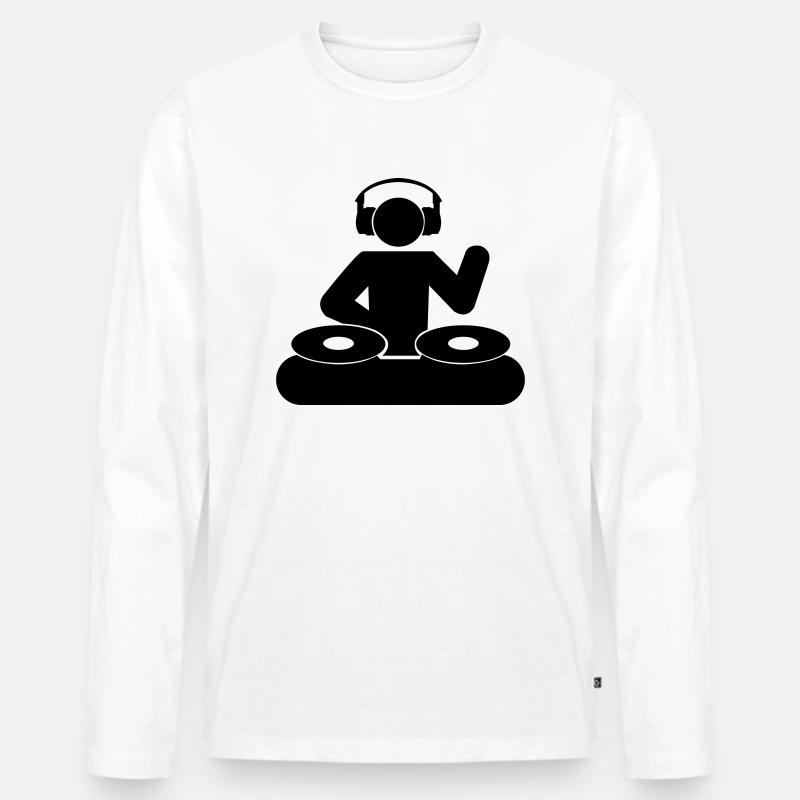 dj - Männer Premium Bio Langarmshirt - Weiß