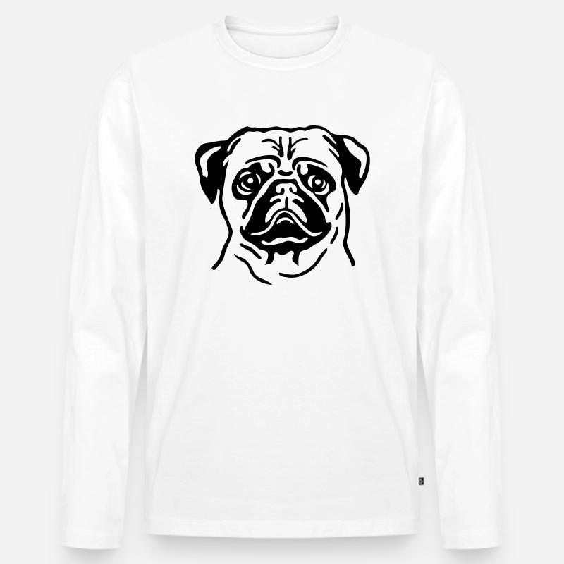 mops_f1 - Männer Premium Bio Langarmshirt - Weiß