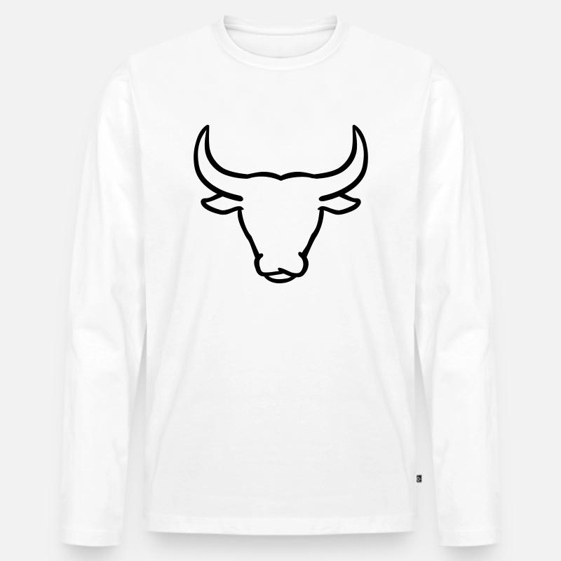 Stier - Männer Premium Bio Langarmshirt - Weiß