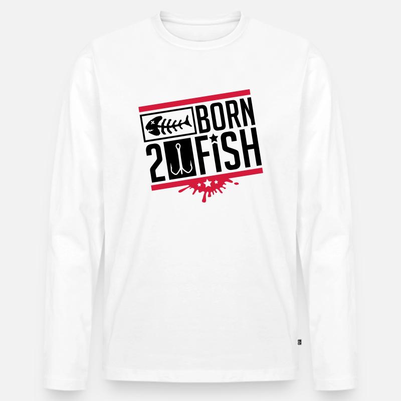 born_to_fish_kr2 - Männer Premium Bio Langarmshirt - Weiß