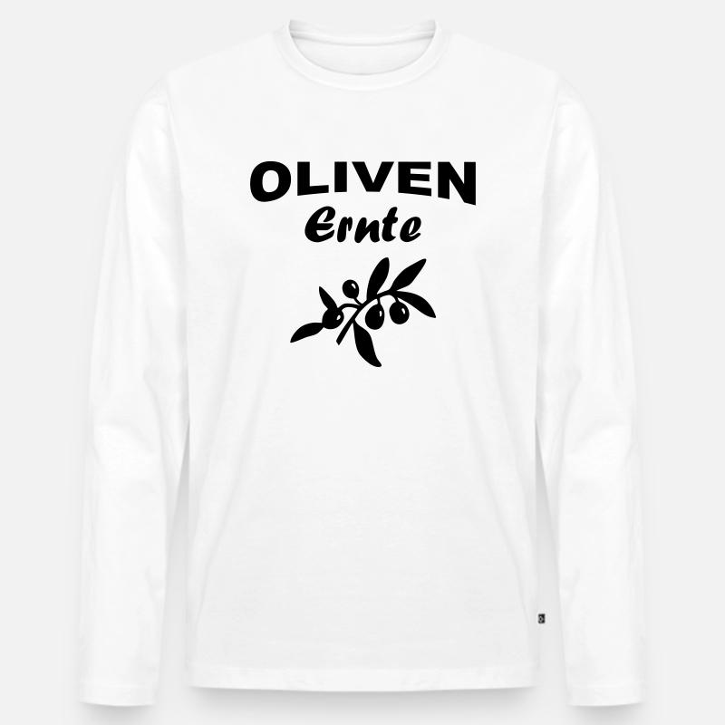 Olivenernte Oliven - Männer Premium Bio Langarmshirt - Weiß