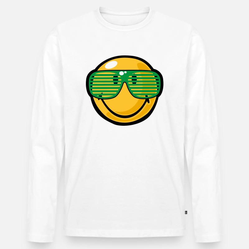 Smiley Sunglasses - Männer Premium Bio Langarmshirt - Weiß
