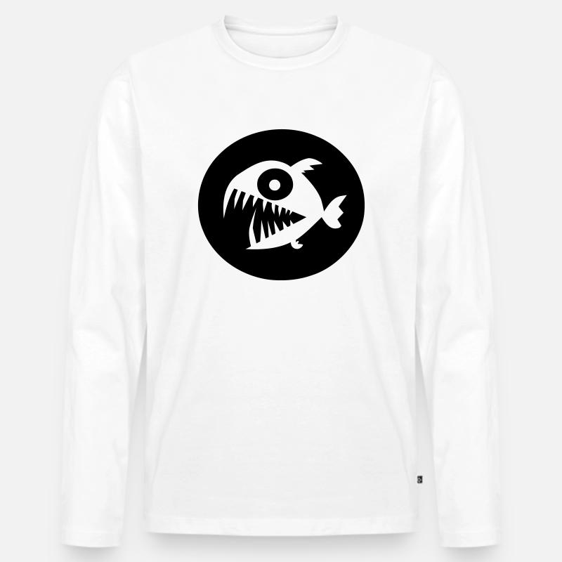 Piranha - Männer Premium Bio Langarmshirt - Weiß