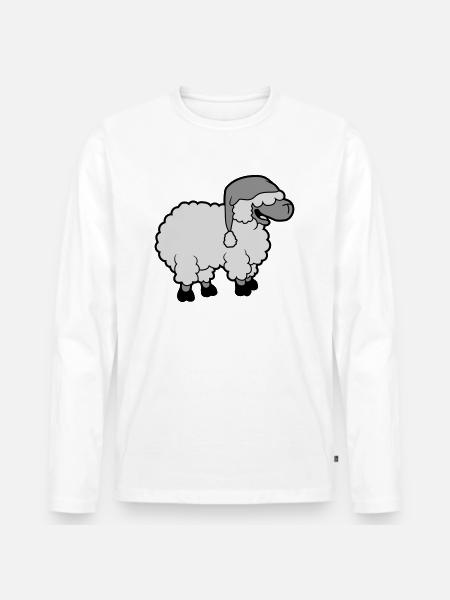 Funny laughing sheep - Men's Premium Organic Long Sleeve Shirt - white