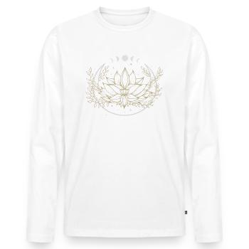 Mond Blume Lotus - Männer Premium Bio Langarmshirt - Weiß - Vorne - Nico (187cm)