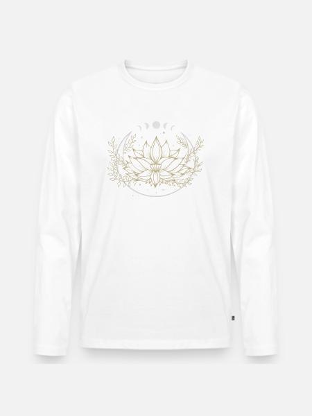 Mond Blume Lotus - Männer Premium Bio Langarmshirt - Weiß