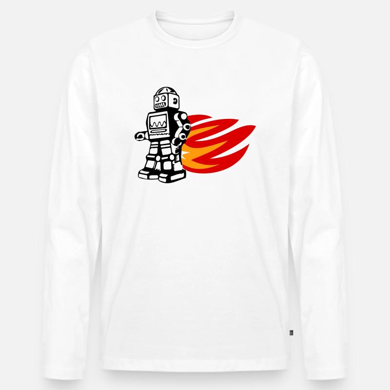 Burnout-Bot - Männer Premium Bio Langarmshirt - Weiß