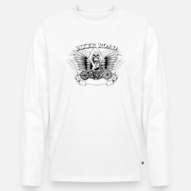 Biker Skull - Männer Premium Bio Langarmshirt - Weiß