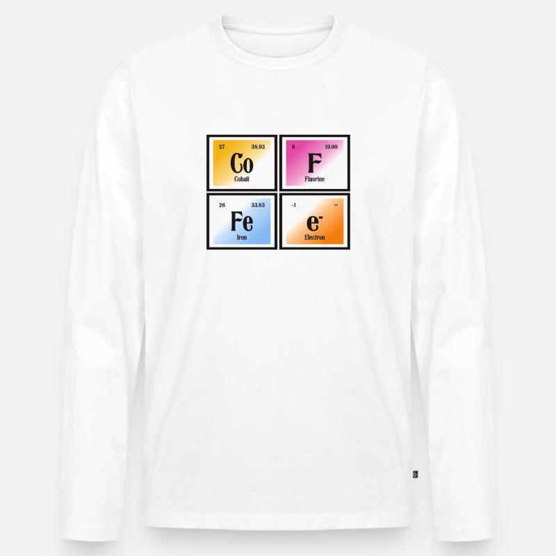 Kaffee | Periodensystem der Elemente - Männer Premium Bio Langarmshirt - Weiß