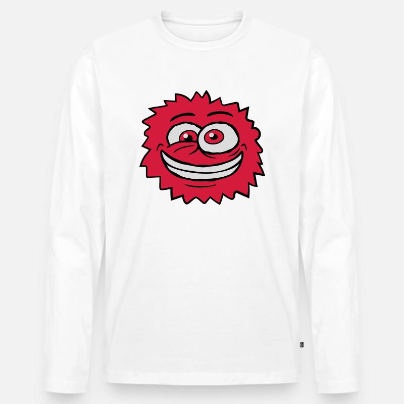 Monster verrücktes Comic Gesicht - Männer Premium Bio Langarmshirt - Weiß