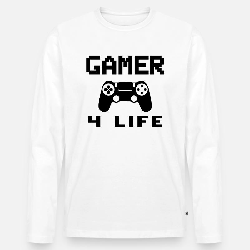 gamer 4 life - Männer Premium Bio Langarmshirt - Weiß