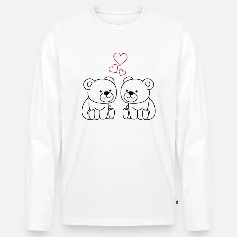 teddybär love - Männer Premium Bio Langarmshirt - Weiß