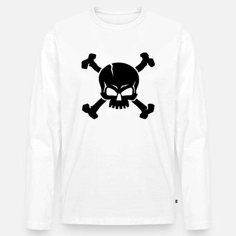CROSSED SKULL - 1C - Männer Premium Bio Langarmshirt - Weiß