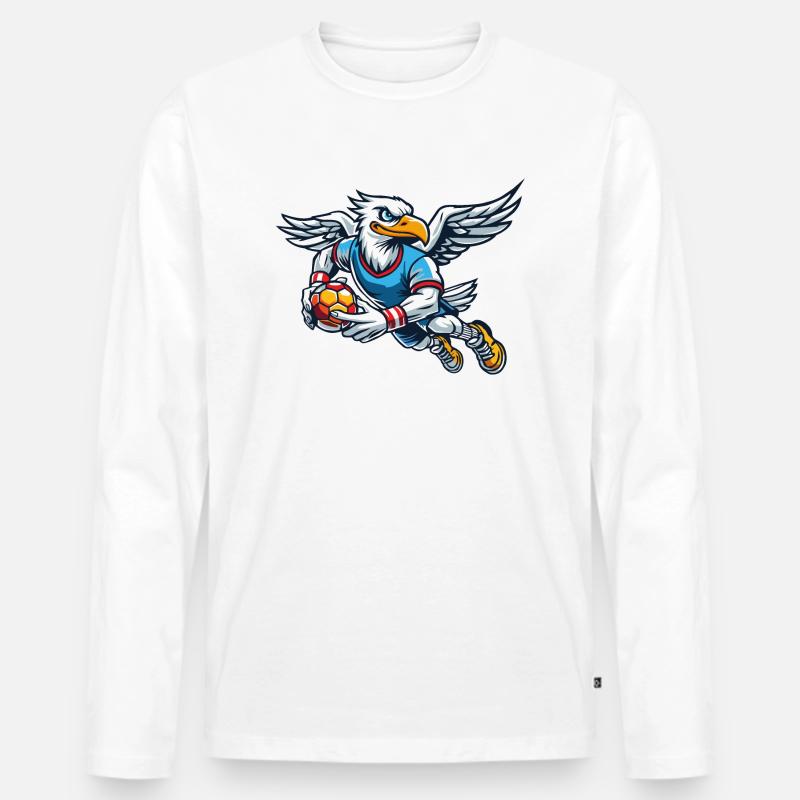 Der Möwe-Beachhandballer - Männer Premium Bio Langarmshirt - Weiß