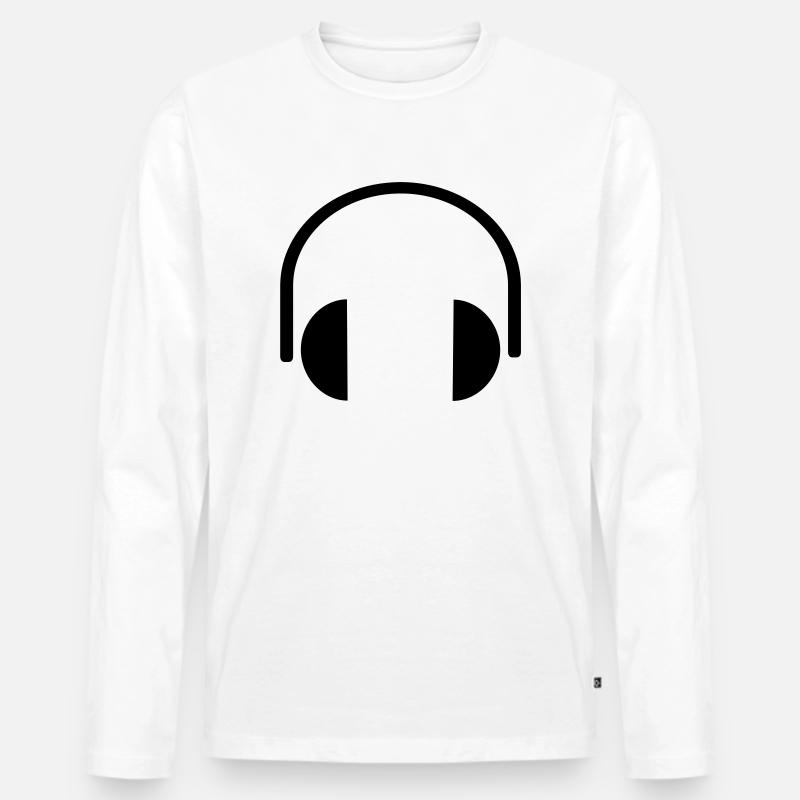 Kopfhörer - Männer Premium Bio Langarmshirt - Weiß
