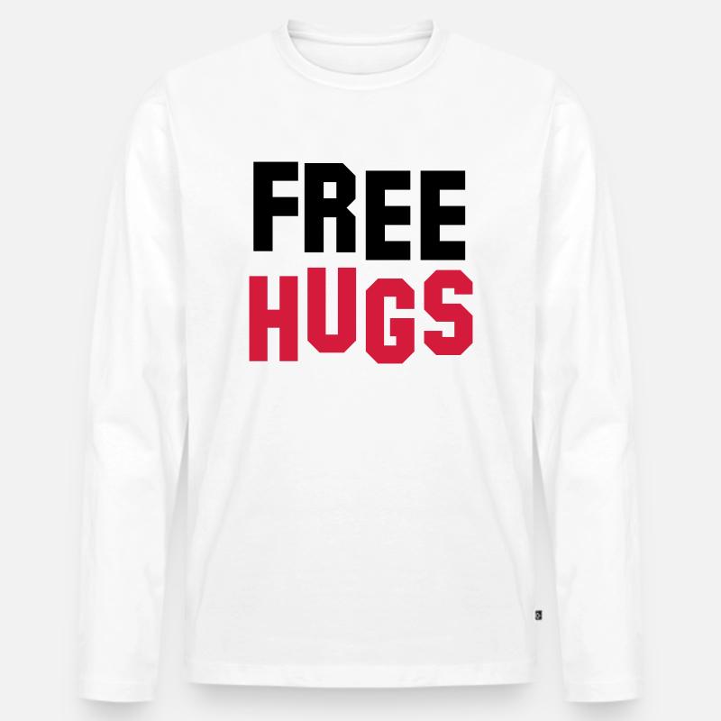 free hugs - Männer Premium Bio Langarmshirt - Weiß