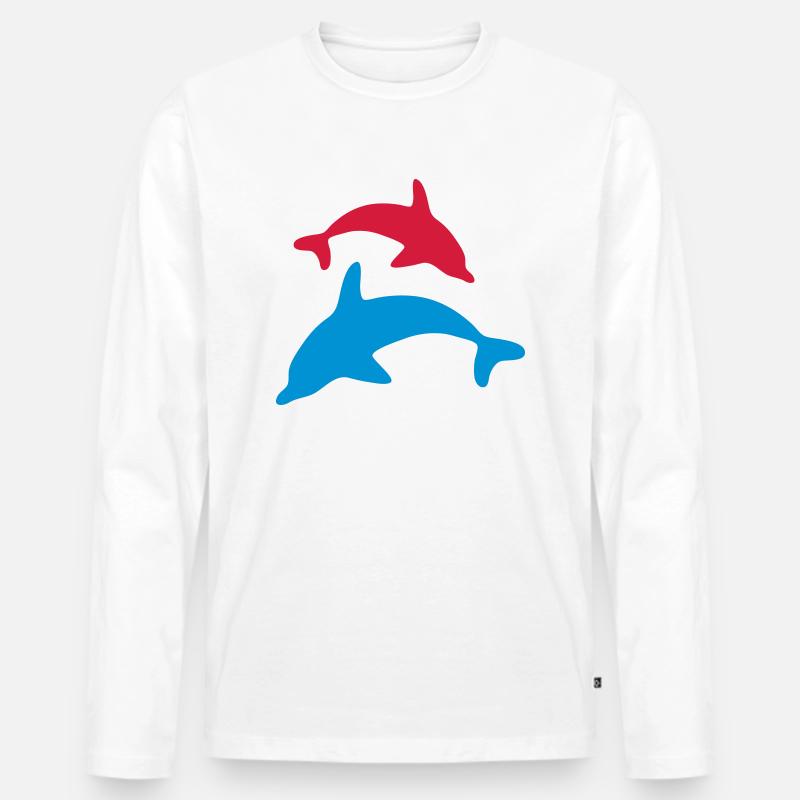 Delfin 03 - Männer Premium Bio Langarmshirt - Weiß