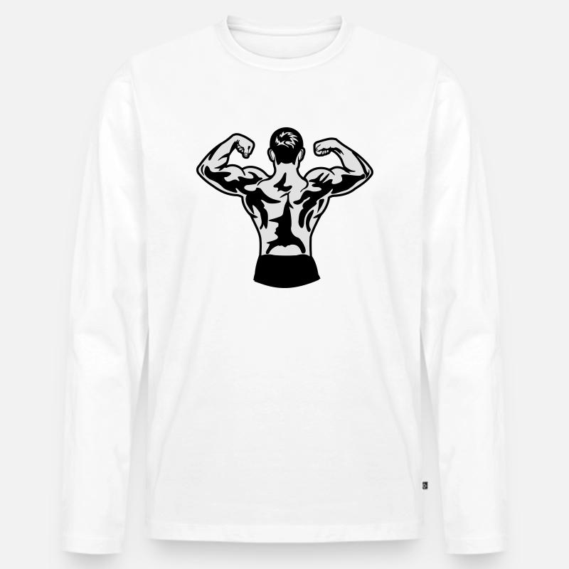 Body Building - Männer Premium Bio Langarmshirt - Weiß