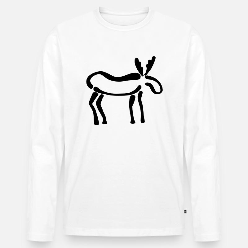 Elch - Männer Premium Bio Langarmshirt - Weiß