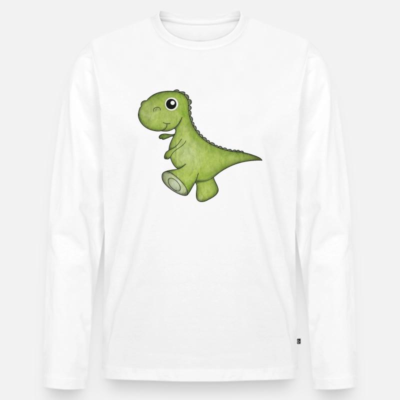 Dino - Männer Premium Bio Langarmshirt - Weiß