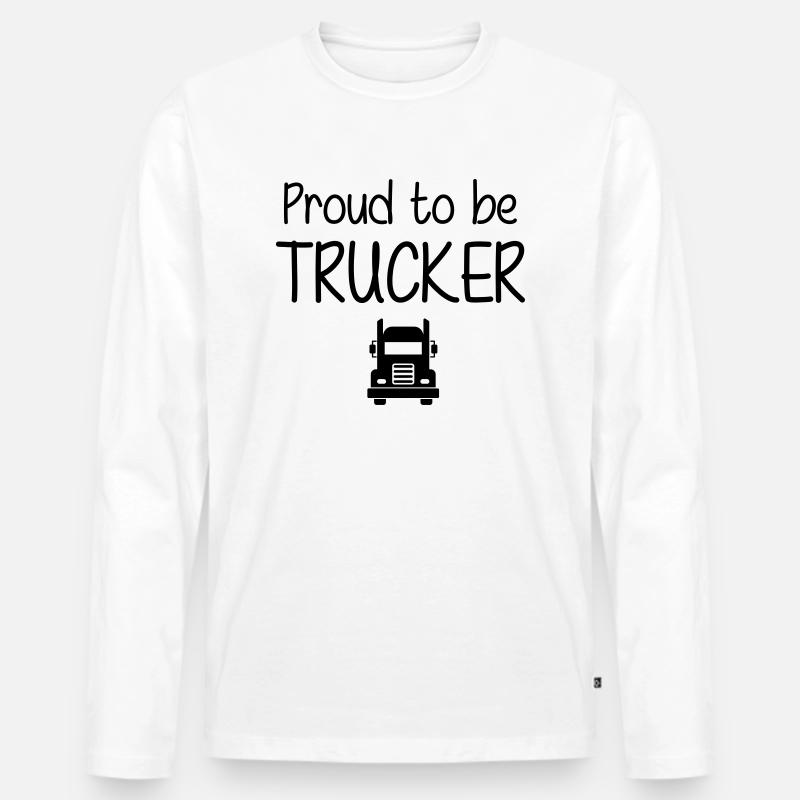 Proud to be Trucker - Männer Premium Bio Langarmshirt - Weiß