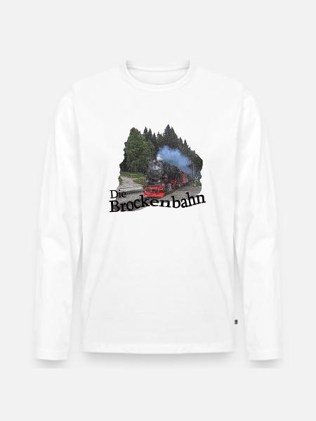 brockenbahn dampflok schierke 1 - Männer Premium Bio Langarmshirt - Weiß