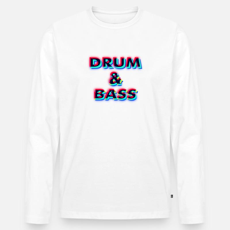 DnB GLITCH - Männer Premium Bio Langarmshirt - Weiß