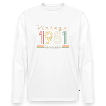 Vintage Classic 1981 pseudo rétro année de naissance - T-shirt manches longues Premium bio Homme - blanc - Devant - Nico (187cm)