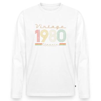 Vintage Classic 1980 pseudo retro year of birth - Men's Premium Organic Long Sleeve Shirt - white - Front - Nico (187cm)