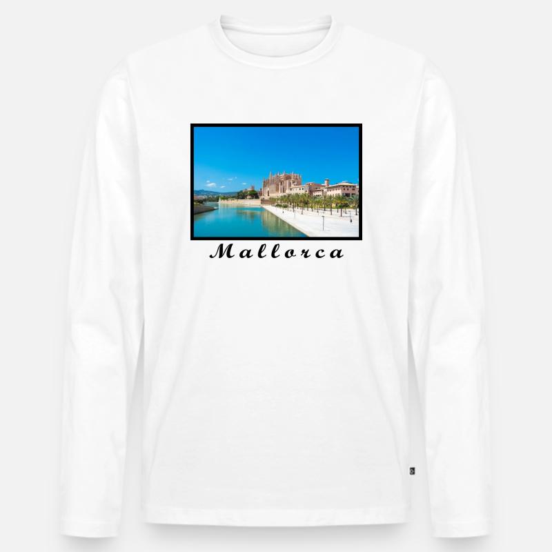Mallorca Design - Männer Premium Bio Langarmshirt - Weiß
