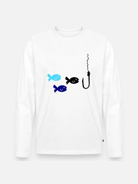 Fishing Fish - Men's Premium Organic Long Sleeve Shirt - white
