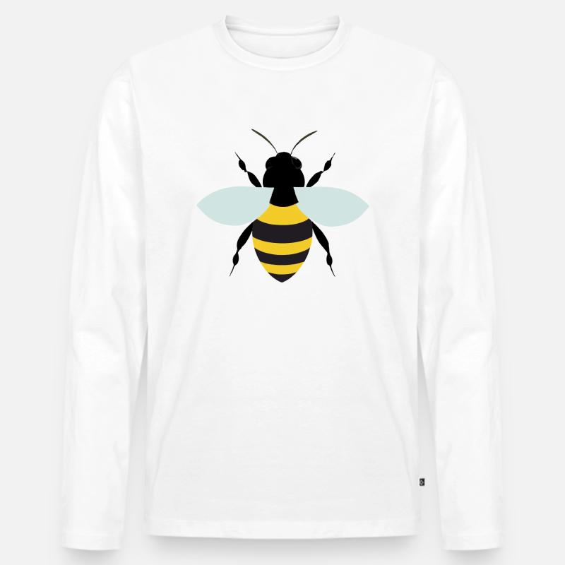 Biene Illustration Geschenkidee - Männer Premium Bio Langarmshirt - Weiß