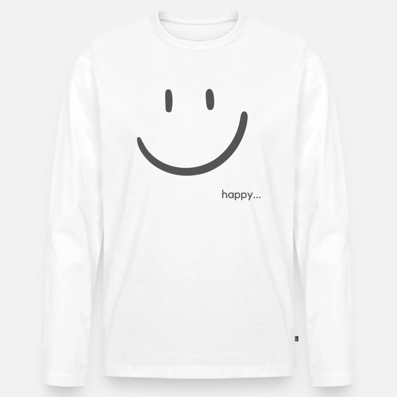 Happy.... - Männer Premium Bio Langarmshirt - Weiß