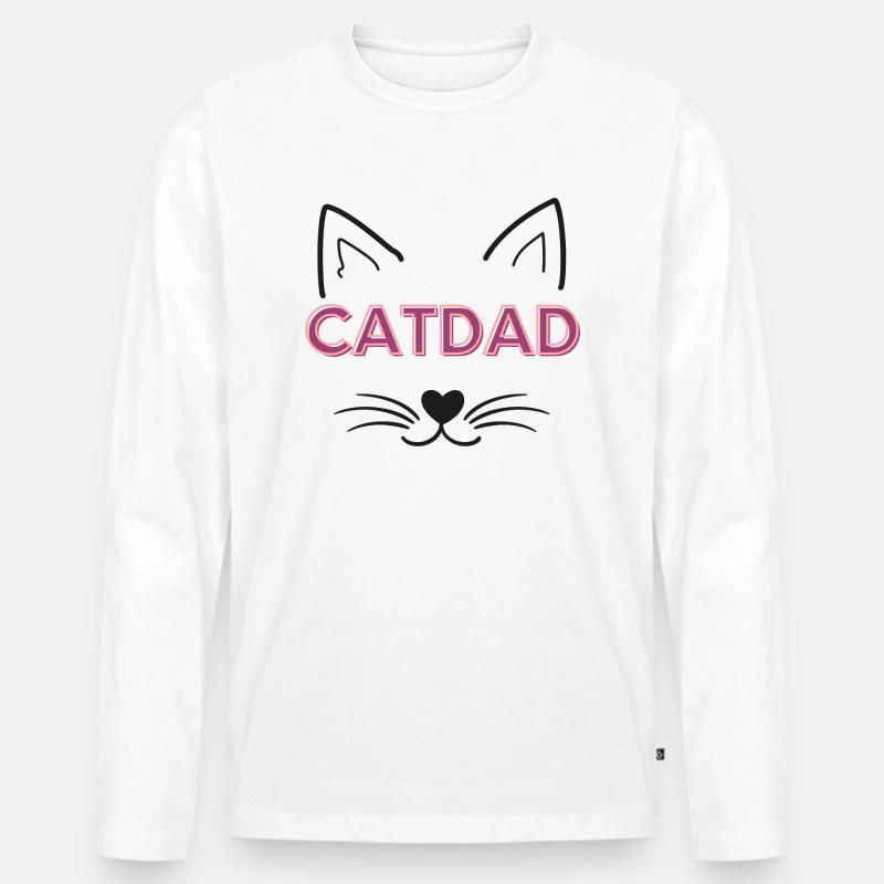 Cat Dad - Männer Premium Bio Langarmshirt - Weiß