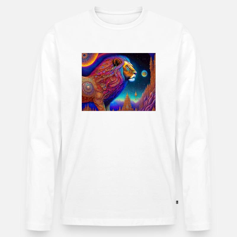 Löwe - Männer Premium Bio Langarmshirt - Weiß
