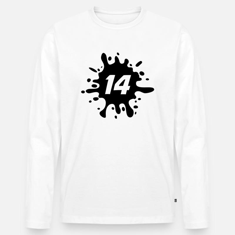 14 - Männer Premium Bio Langarmshirt - Weiß