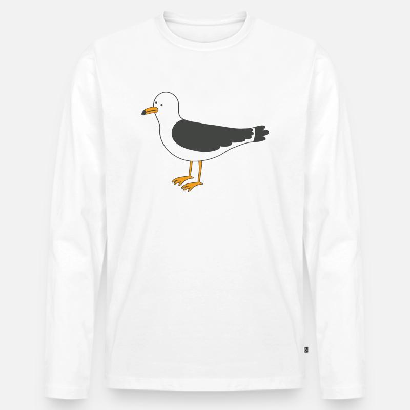 Möwe - Männer Premium Bio Langarmshirt - Weiß