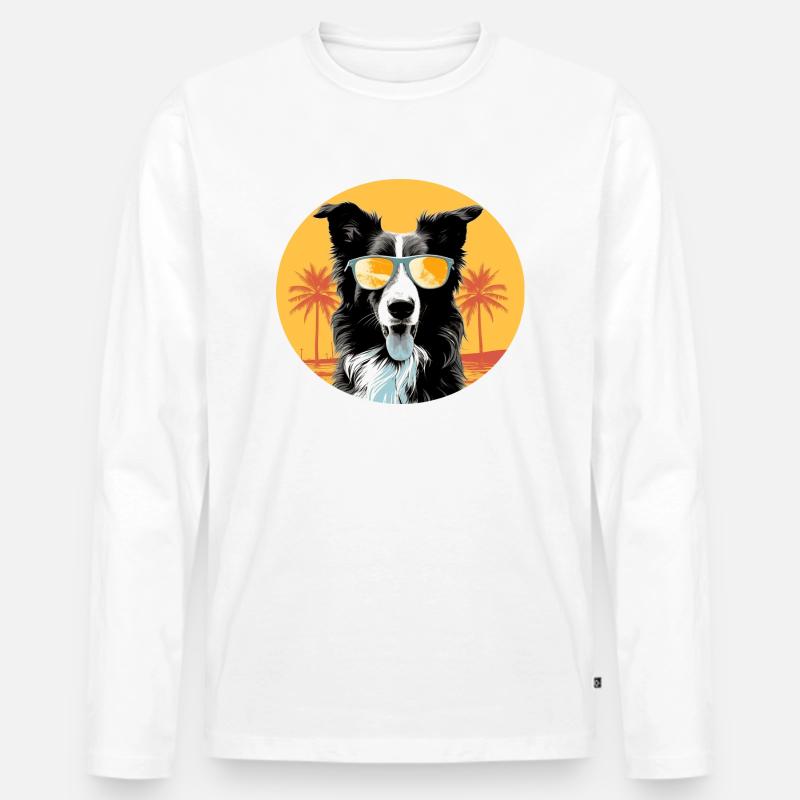 Border Collie - Männer Premium Bio Langarmshirt - Weiß
