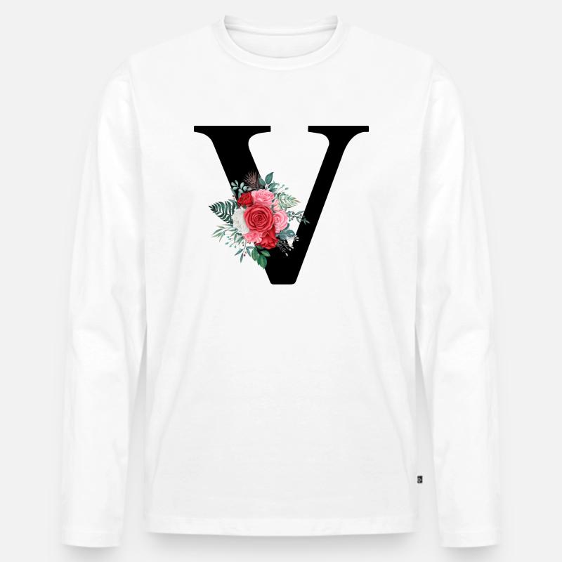 Roter floraler V-Buchstabe - Männer Premium Bio Langarmshirt - Weiß