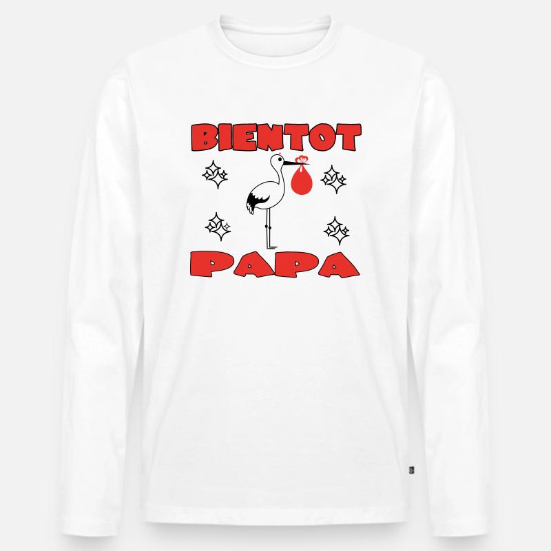 BALD VATER - Männer Premium Bio Langarmshirt - Weiß