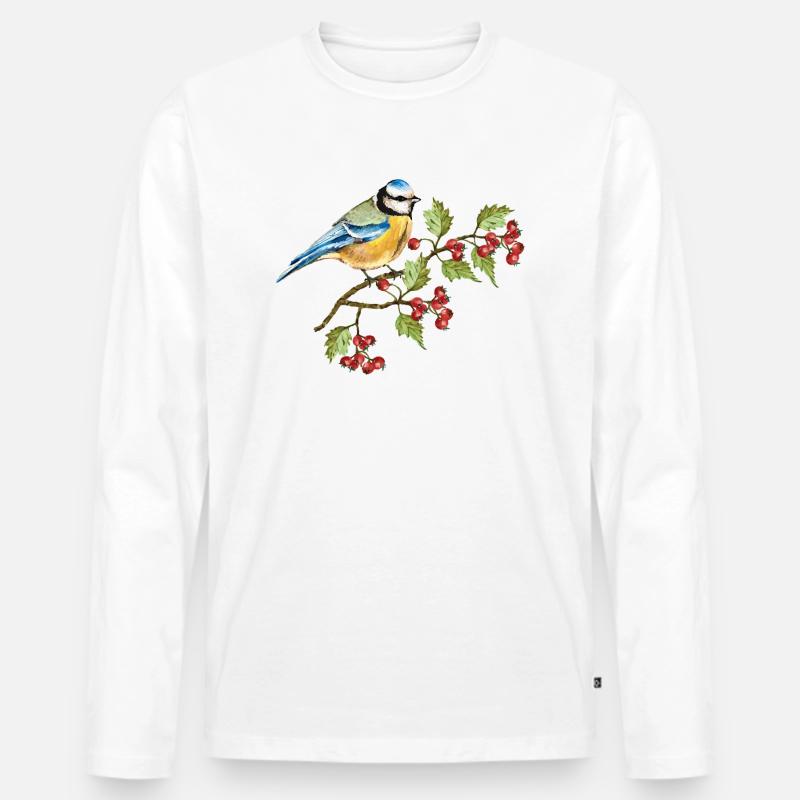 Bunter Vogel - Männer Premium Bio Langarmshirt - Weiß